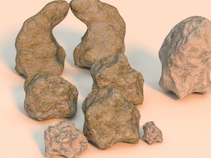 realistic mossy and cleaned rocks pack 3D Model