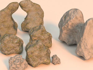 realistic mossy and cleaned rocks pack 3D Model