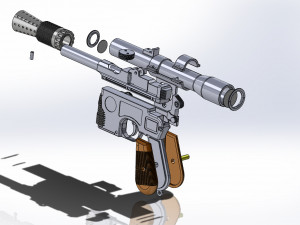 han solo blaster dl-44 Modèles 3D en vedette