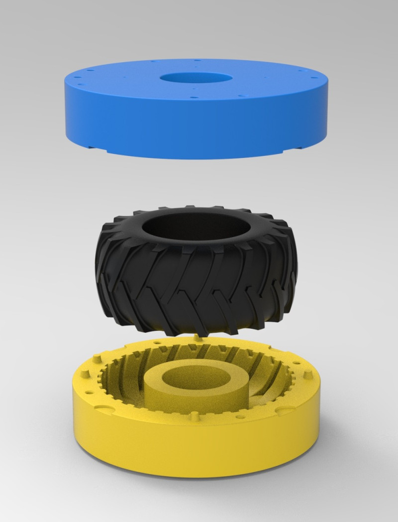 Mold for diecast of vintage pulling tractor Rear tire Scale Modello di stampa 3D .c4d .max .obj .3ds .fbx .stl .blend
