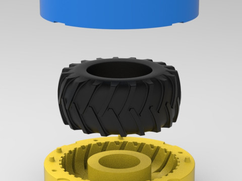 Mold for diecast of vintage pulling tractor Rear tire Scale 3D प्रिंट मॉडल