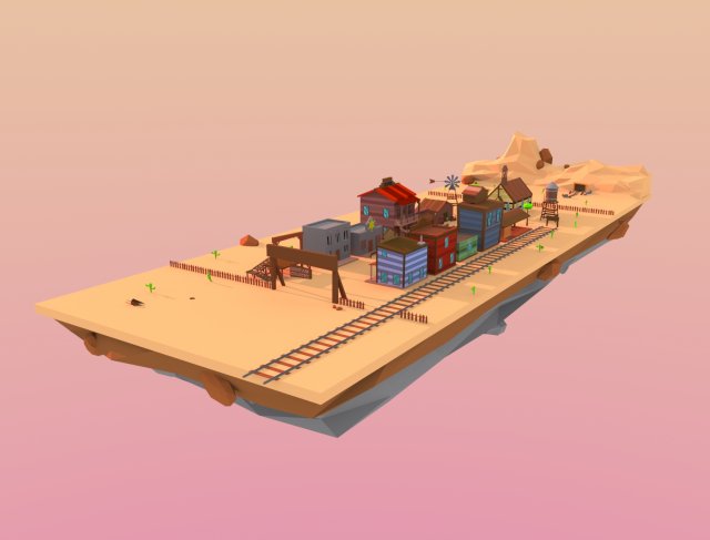 wild west city Modello 3D .c4d .max .obj .3ds .fbx .stl .blend 