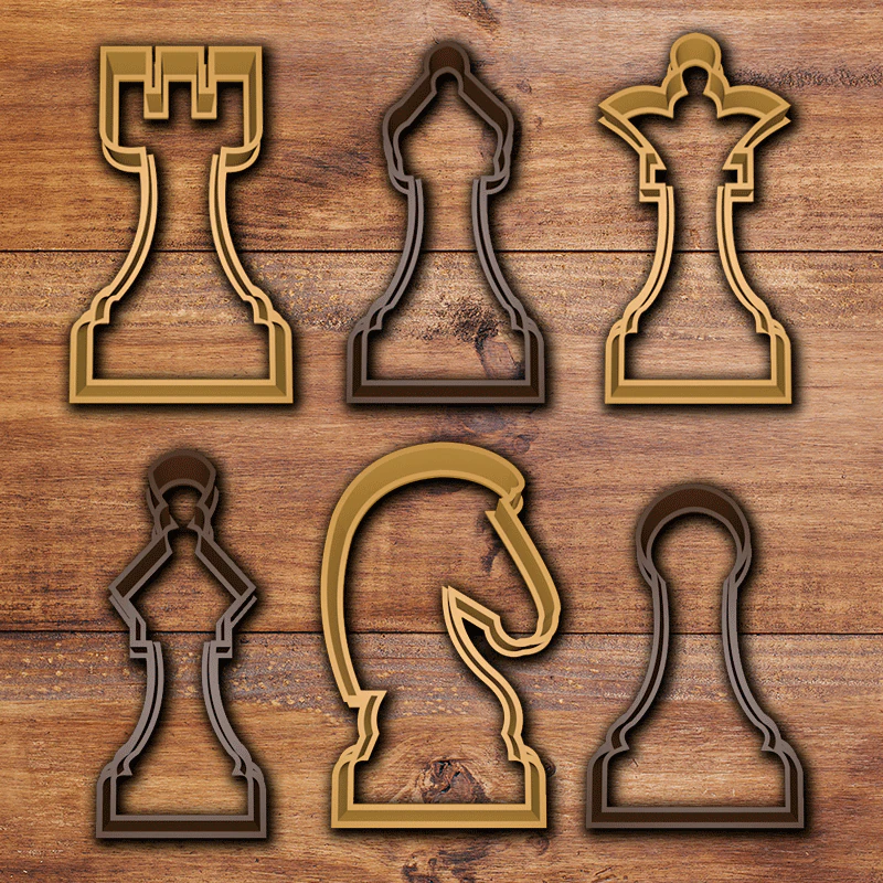 chess cookie cutter set 3D Print Model .c4d .max .obj .3ds .fbx .stl .blend 