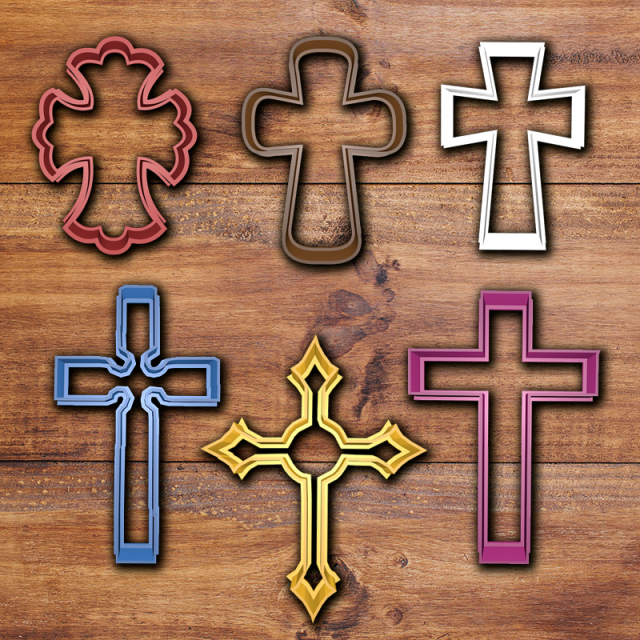 catholic crosses cookie cutter set Model Cetak 3D .c4d .max .obj .3ds .fbx .stl .blend 
