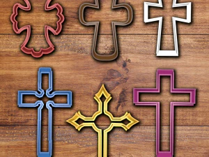 Juego de cortadores de galletas con cruces cat&oacute;licas. Modelo de impresión 3D