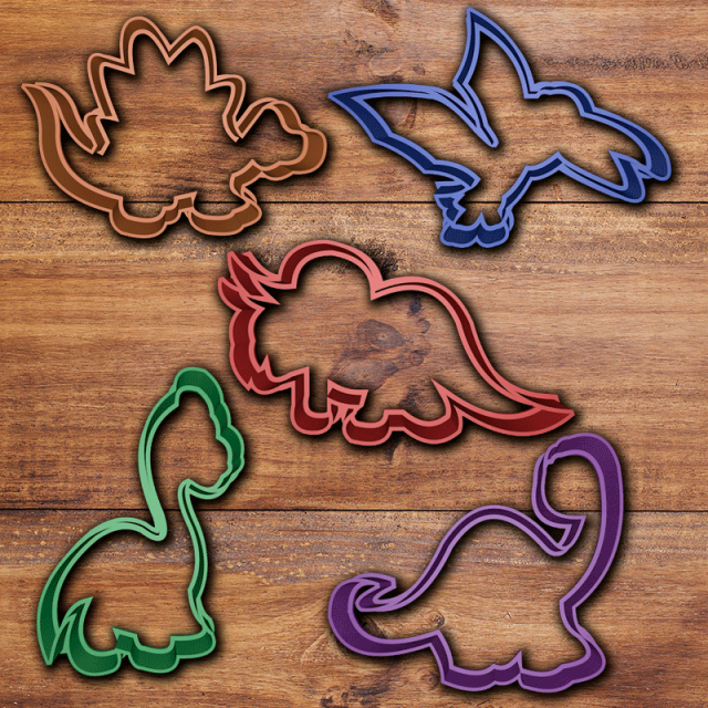 dinosaur cookie cutter set 3D प्रिंट मॉडल .c4d .max .obj .3ds .fbx .stl .blend 