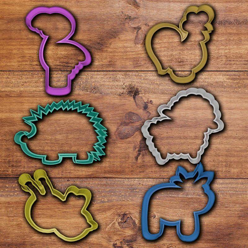 fancy animals cookie cutter set 3D Print Model .c4d .max .obj .3ds .fbx .stl .blend 