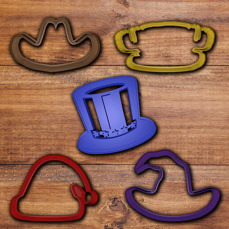 hats cookie cutter set 3D Print Model .c4d .max .obj .3ds .fbx .stl .blend 