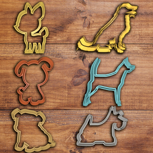 dog cookie cutter set 3D 프린트 모델 .c4d .max .obj .3ds .fbx .stl .blend 