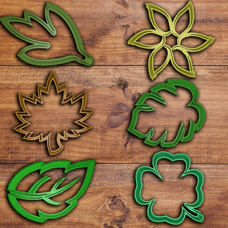 plants and leafs cookie cutter set 3D Print Model .c4d .max .obj .3ds .fbx .stl .blend 