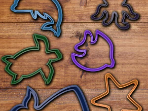 conjunto de cortador de biscoitos de animais marinhos Modelo de Impressão 3D