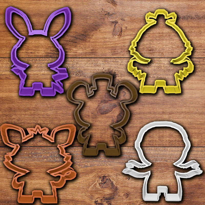 fnaf cookie cutter set 3D Print Model .c4d .max .obj .3ds .fbx .stl .blend 