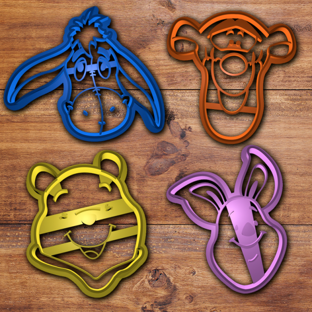 winnie pooh cookie cutter set 3D Принт Модель .c4d .max .obj .3ds .fbx .stl .blend
