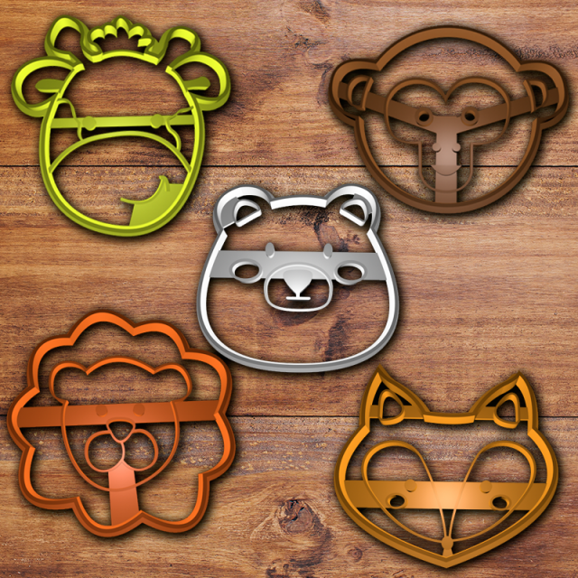 jungle animals cookie cutter set Modèles 3D en vedette .c4d .max .obj .3ds .fbx .stl .blend
