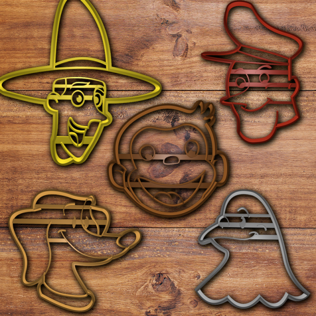 curious george cookie cutter set Modelo de Impressão 3D .c4d .max .obj .3ds .fbx .stl .blend 