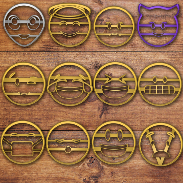 emoji cookie cutter set 1 3D-printmodel .c4d .max .obj .3ds .fbx .stl .blend 
