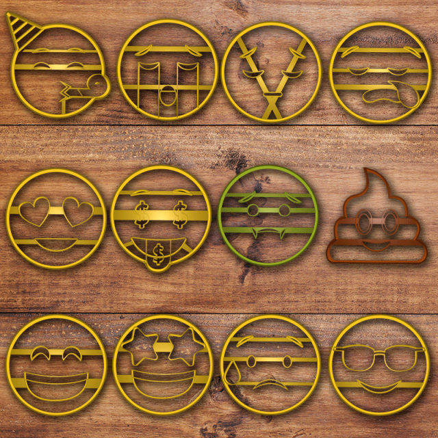 emoji cookie cutter set 2 Model do druku 3D .c4d .max .obj .3ds .fbx .stl .blend 