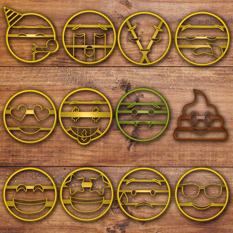 emoji cookie cutter set 2 3D Print Model .c4d .max .obj .3ds .fbx .stl .blend 