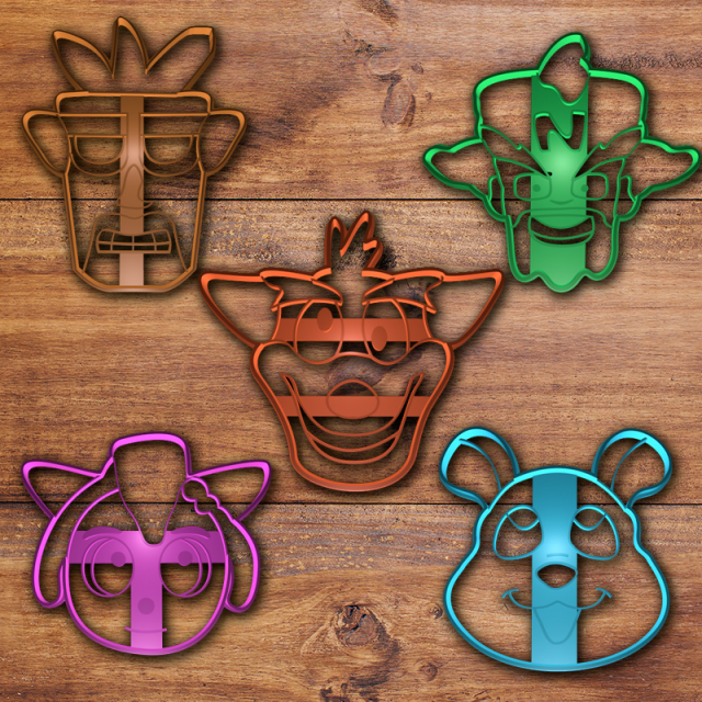 crash bandicoot cookie cutter set 3D प्रिंट मॉडल .c4d .max .obj .3ds .fbx .stl .blend