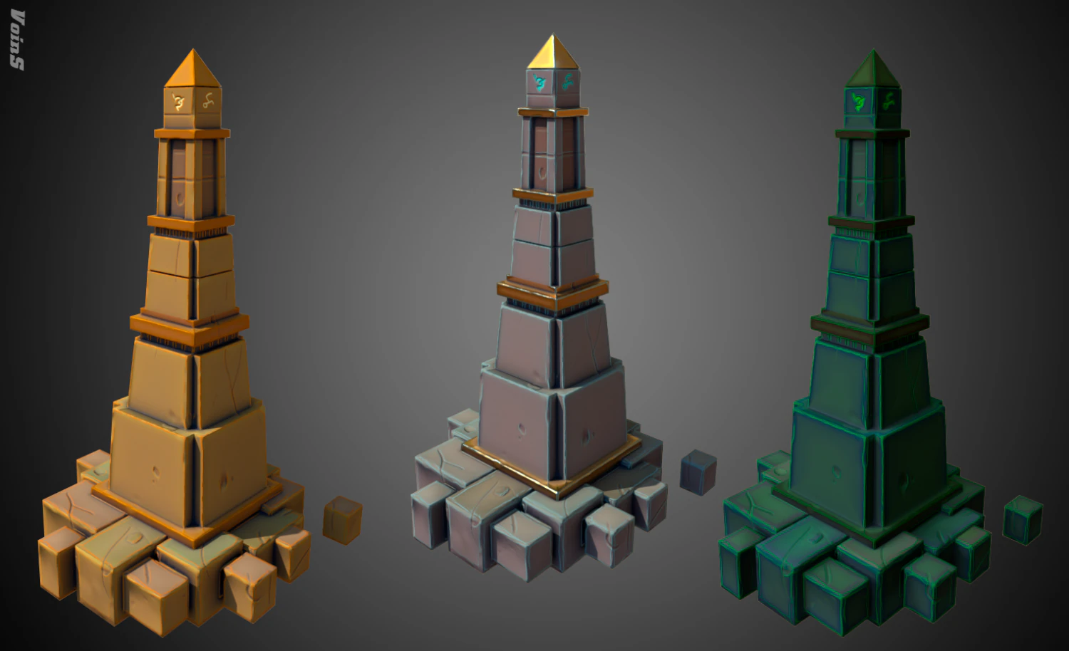 stilized obelisk pack 3D Model .c4d .max .obj .3ds .fbx .stl .blend 
