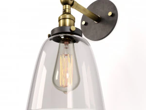 Lampu Dinding Naungan Putar Kaca Bening Model 3D