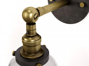 Candeeiro de parede com abajur girat&oacute;rio de vidro transparente Modelo 3D