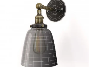 Candeeiro de parede com abajur girat&oacute;rio de vidro transparente Modelo 3D