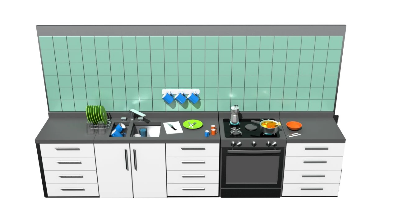 kitchen lowpoly 3D Model .c4d .max .obj .3ds .fbx .stl .blend