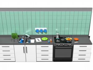 kitchen lowpoly 3D 모델