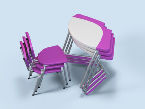 modular desk for kids 3D Model