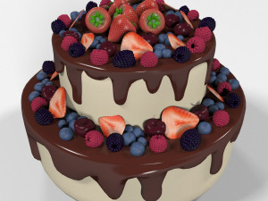 sweet berry cake 3D Model