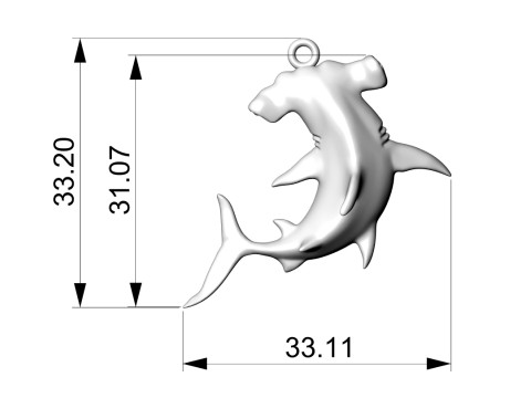 Hammerhead shark Pendant 3D प्रिंटिंग