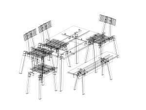industriell ikea table bench chair 2018 3D Model