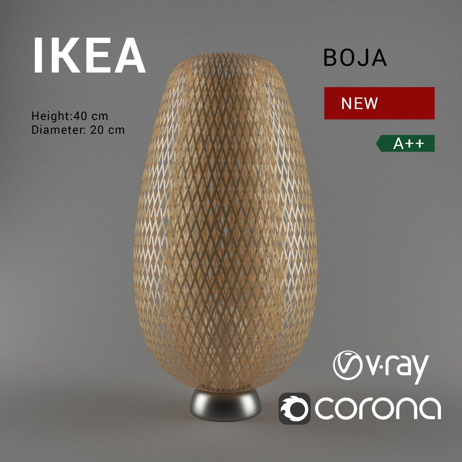 boja lamp ikea 2018 3D Model .c4d .max .obj .3ds .fbx .stl .blend