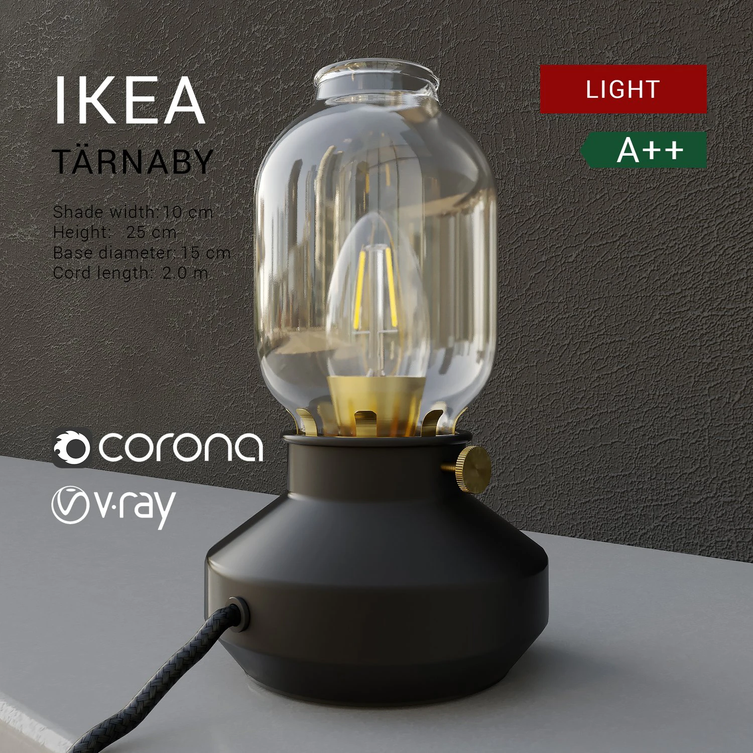 tarnaby lamp ikea 2018 3D Model .c4d .max .obj .3ds .fbx .stl .blend 