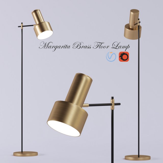 margarita brass floor lamp 3D Модель .c4d .max .obj .3ds .fbx .stl .blend 