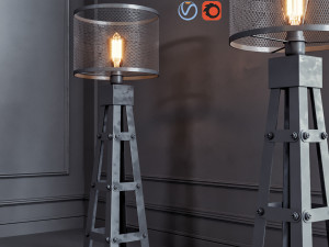 radial cage floor lamp 3D 모델