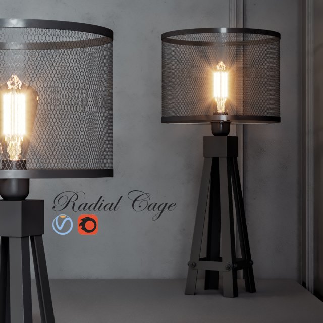 radial cage mini floor lamp Modèle 3D .c4d .max .obj .3ds .fbx .stl .blend