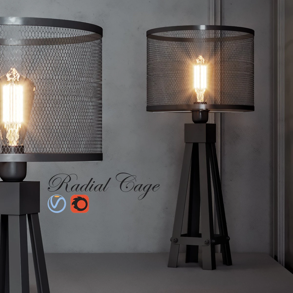 radial cage mini floor lamp 3D Model .c4d .max .obj .3ds .fbx .stl .blend