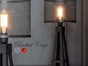 radyal kafesli mini zemin lambası 3D Model