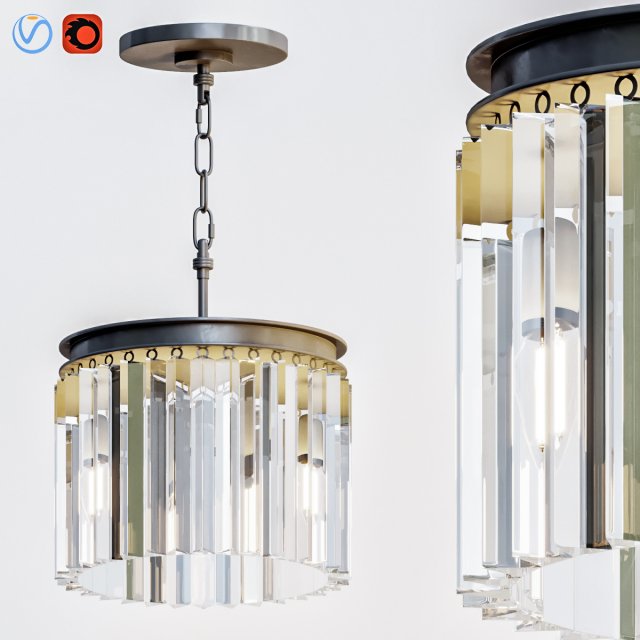 rh 1920s odeon clear glass 3 light round chandelier 30 3Dモデル .c4d .max .obj .3ds .fbx .stl .blend 