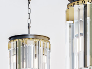 rh 1920s odeon clear glass 3 light round chandelier 30 3D 모델
