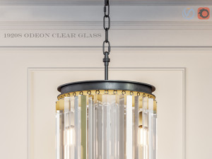 rh 1920s odeon clear glass 3 light round chandelier 30 3Dモデル