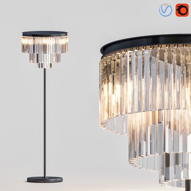 odeon clear glass flor lamp smoke Modello 3D .c4d .max .obj .3ds .fbx .stl .blend 