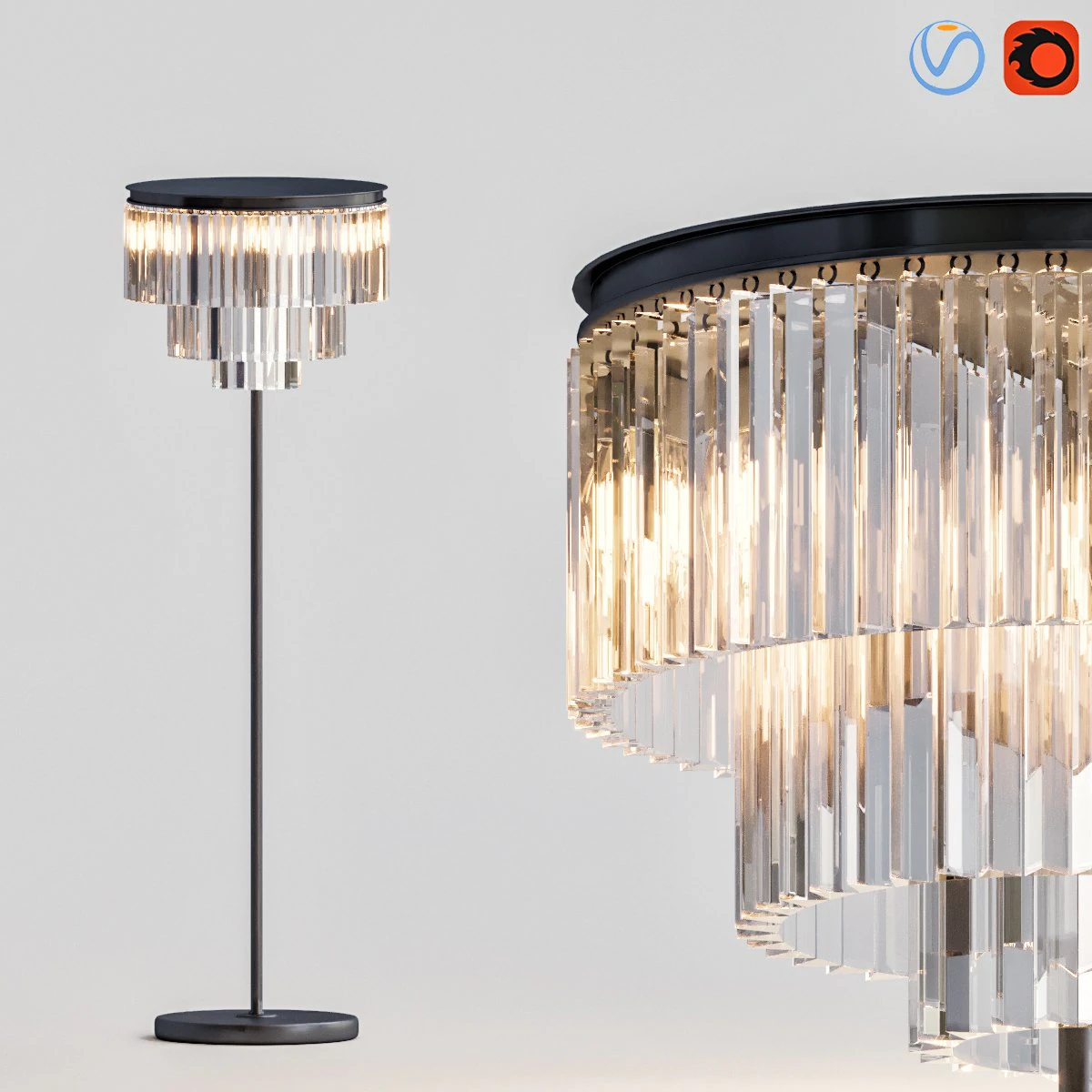 odeon clear glass flor lamp smoke 3D Model .c4d .max .obj .3ds .fbx .stl .blend