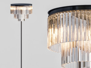 odeon clear glass flor lamp smoke 3D 모델