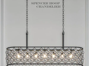 Довга люстра з обручем Спенсера 3D Модель