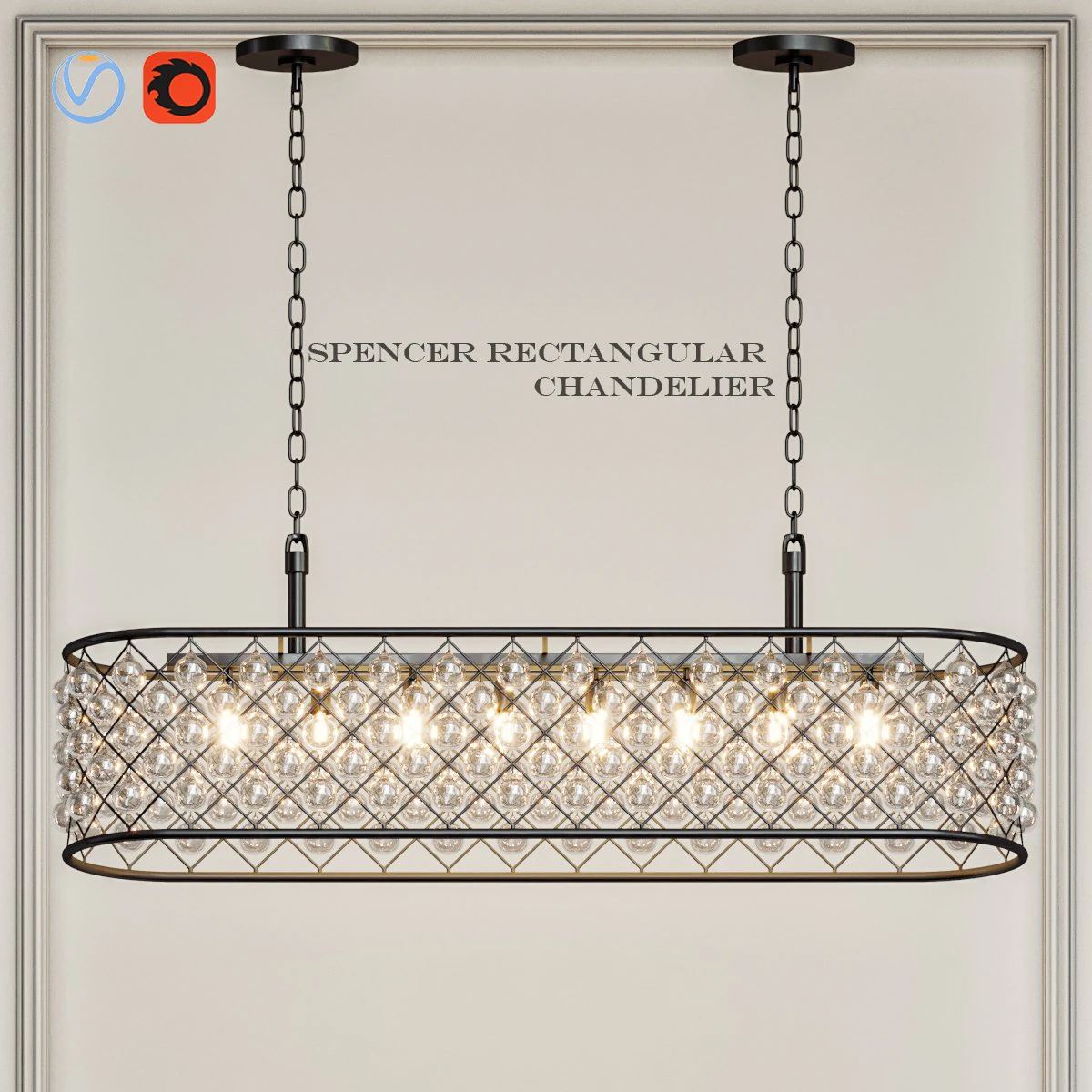 spencer rectangular chandelier 3D Model .c4d .max .obj .3ds .fbx .stl .blend