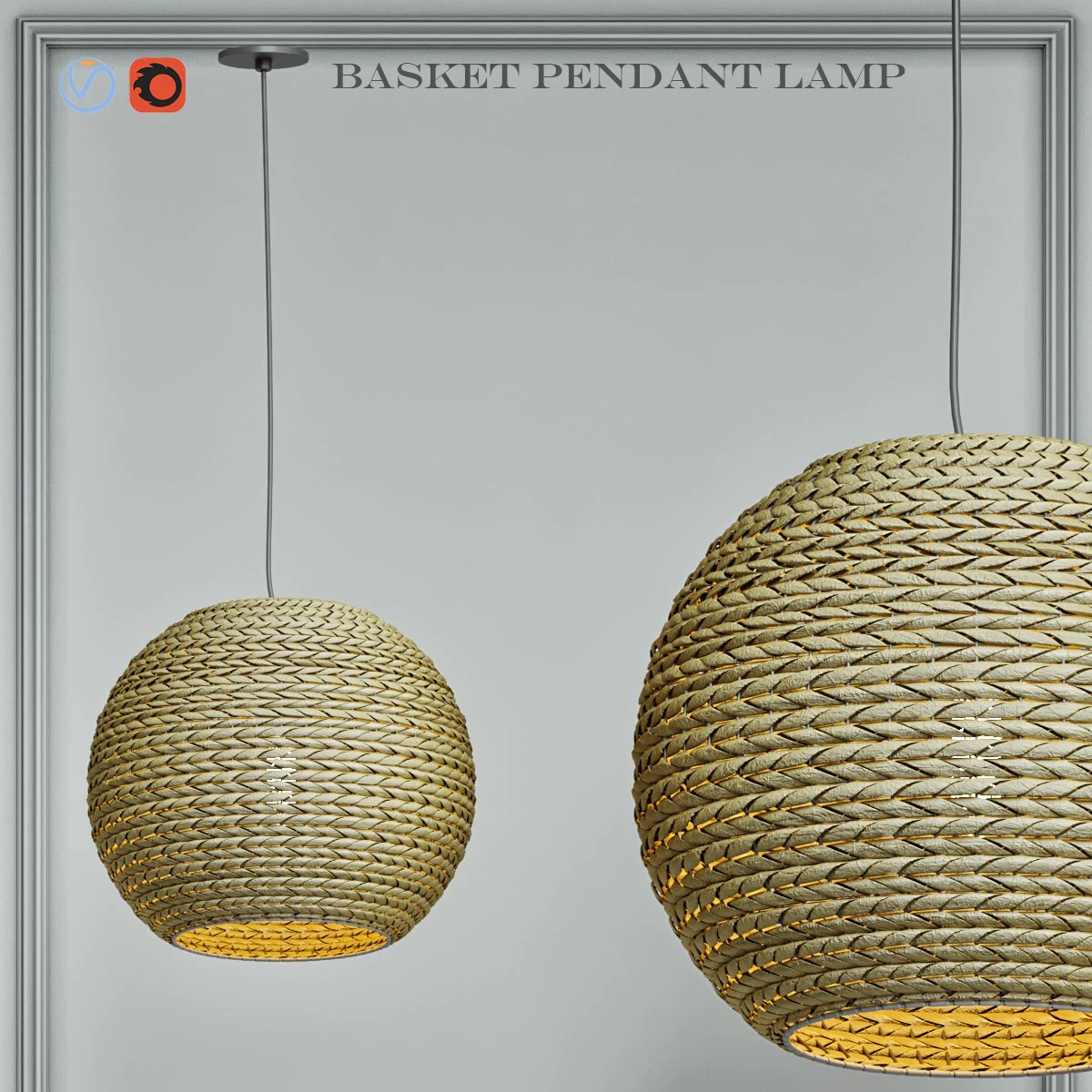 basket pendant lamp 3D Model .c4d .max .obj .3ds .fbx .stl .blend 