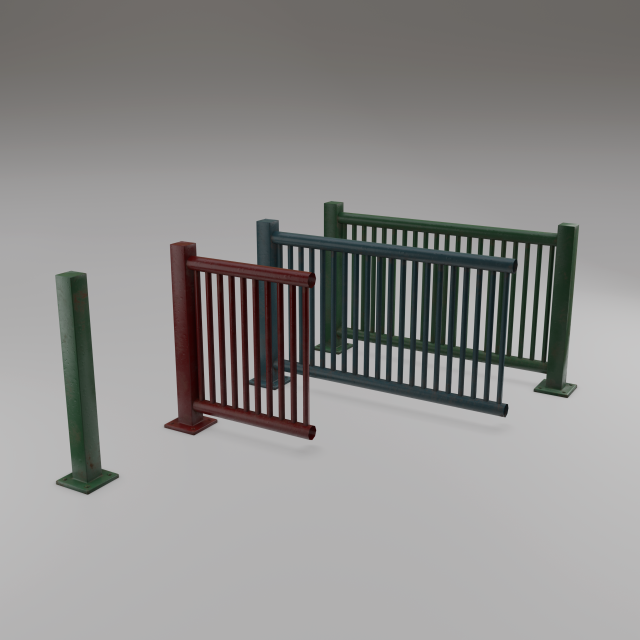 harbor railing modular - game ready Model 3D .c4d .max .obj .3ds .fbx .stl .blend 